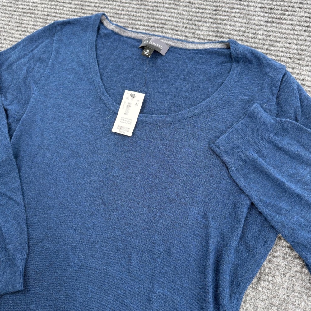 The Limited Womens Blue Wool Blend Scoop Neck Long Sleeve Sweater Size Medium